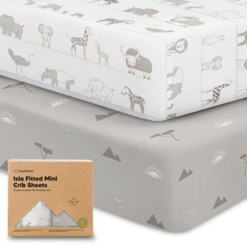 KeaBabies 2-Pack Isla Mini Crib Sheets, Pack and Play Sheets Fitted, Pack N Play Sheets, Fitted Crib Sheet