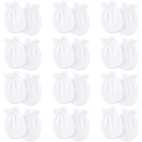 BQUBO 12 Pairs Baby Mittens Newborn Infant Toddler Mittens No Scratch Cotton Elastic Wrist Gloves for Boys Girls 0-6 Months