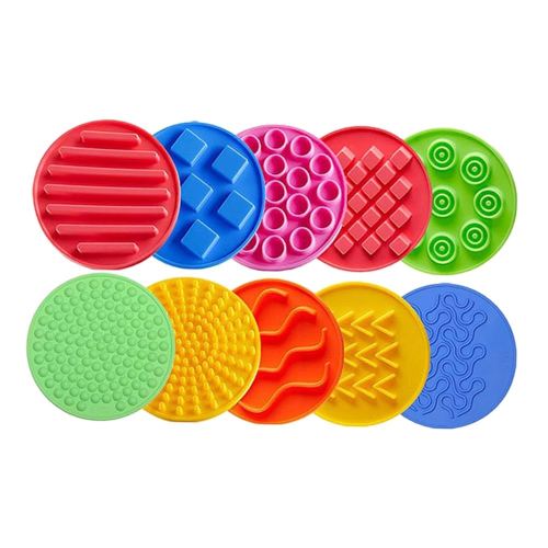 10x Sensory Pads Sensory Discs Mat, Textured Sensory Circles Silicone Sensory Mats for Kids Children Daycare Activity Game