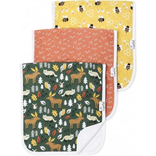 Copper Pearl Premium Baby Burp Cloths - 3-Pack Large Cotton Burp Cloths, Extra Soft Spit Up Rags with 3 Absorbent Layers, Perfect for Baby Boy and Baby Girl Gifts (21" x 10" Size, Atwood Set)