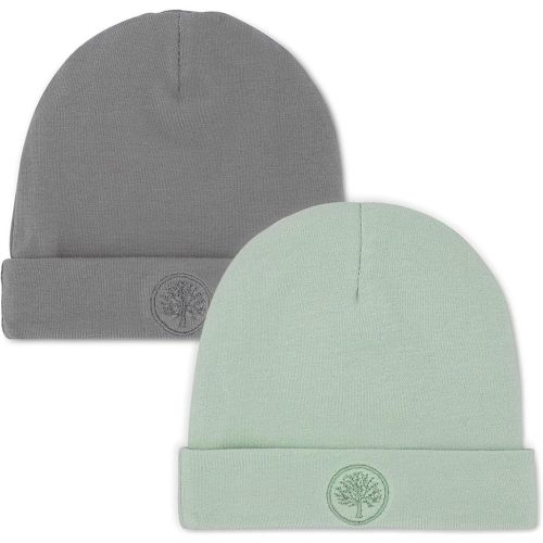 Parker Baby Beanie Hat Set 2-Pack | 100% Cotton Jersey | Double-Layered & Comfortable Fit for 0-3 Months | Neutral Colors