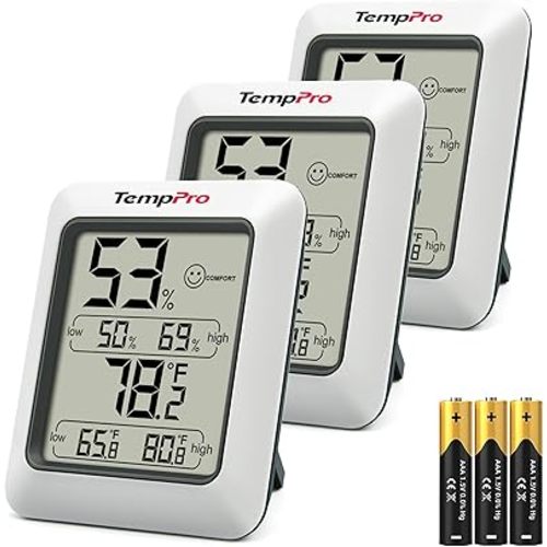 TempPro TP50 3 Pieces Digital Hygrometer Indoor Thermometer Room Thermometer and Humidity Gauge with Temperature Humidity Monitor (Previously ThermoPro)
