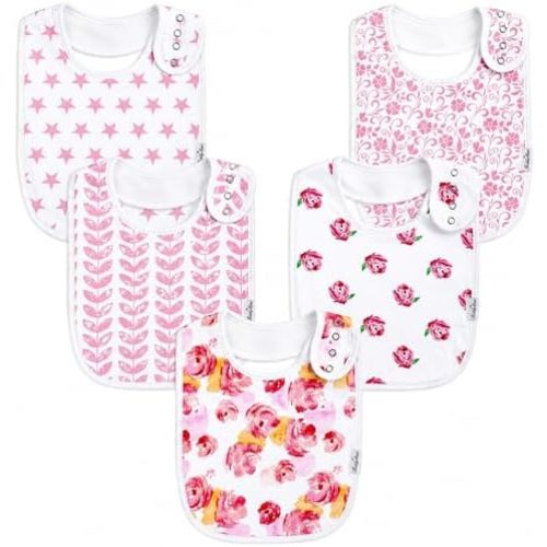 KiddyStar Premium Organic Cotton Bibs for Drooling & Teething Babies