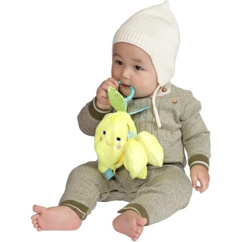 Manhattan Toy Mini-Apple Farm Lemon Baby Travel Toy with Rattle, Squeaker, Crinkle Fabric & Teether Clip-on Attachment