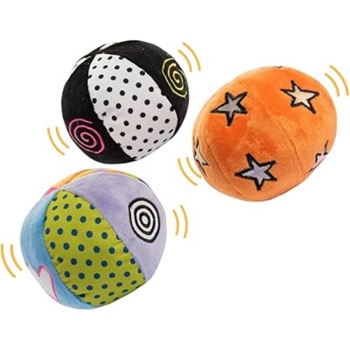 Genius Baby Toys Montessori Sensory Soft Balls with Sensory Sounds and Textures - Set of 3 - Practice Grasping - Gift Set Perfect for 6-12 Months Baby Toys