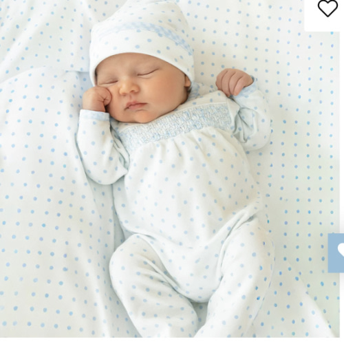 Magnolia Baby Boy Gingham Dots Smocked Footie in Light Blue