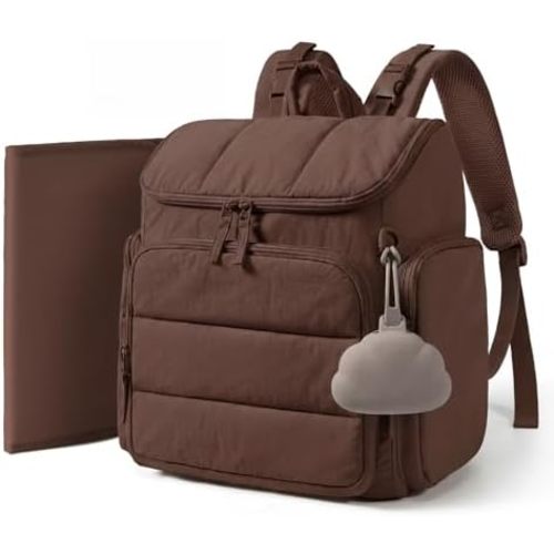 mommore Diaper Bag Backpack, Baby Bag with Waterproof Changing Pad and Stroller Straps for Toddler, Diaper Backpack for Mom Dads with Insulated Pockets & Pacifier Case, Baby Essential, Coffee