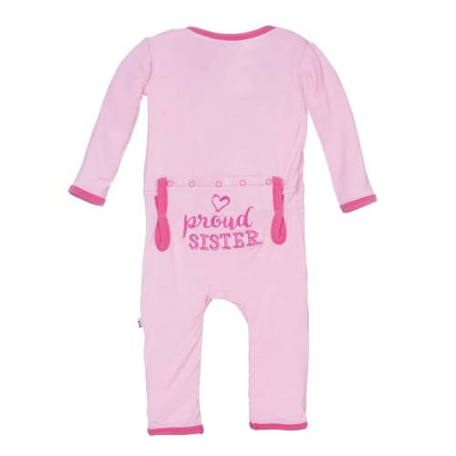 Holiday Applique Coverall in Lotus Proud Sister with Desert Rose Trim