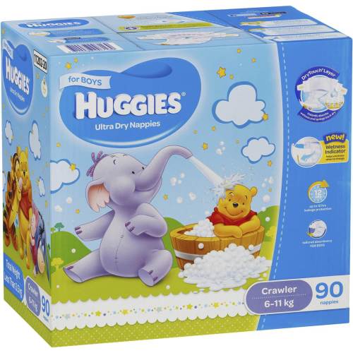 Huggies Ultra Dry Nappies Boys Size 3 (6-11kg) 90 pack