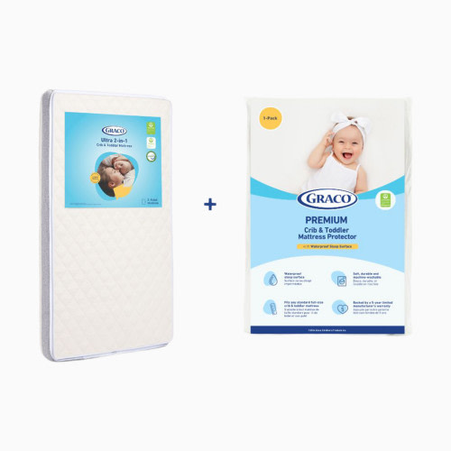 Graco Ultra Premium 2-in-1 Crib & Toddler Mattress + Premium Waterproof Mattress Protector - 1