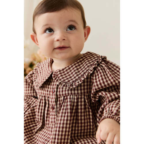 Organic Cotton Elowen Playsuit - Cinnamon Gingham – Jamie Kay USA