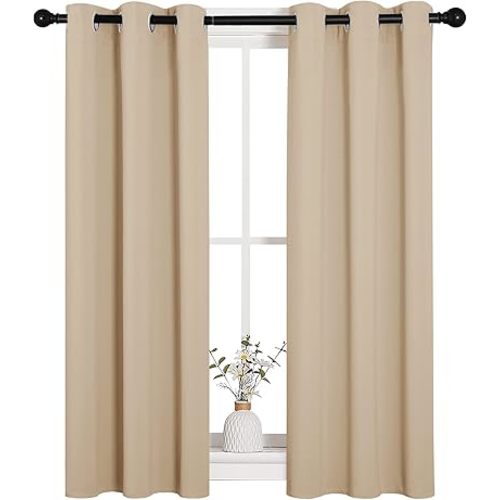 NICETOWN Biscotti Beige Blackout Curtains for Living Room 29" x 45" 2 PCs