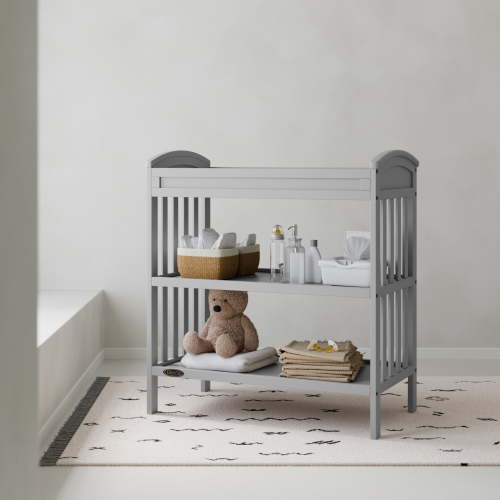 Graco Benton Infant Changing Table with Bonus Water-Resistant Changing Pad, Pebble Gray