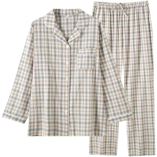 STMAHER Women's 2 Piece Cotton Pajama Sets Long Sleeve Sleepwear Button Down Soft Lightweight Pj Pants Set With Pockets