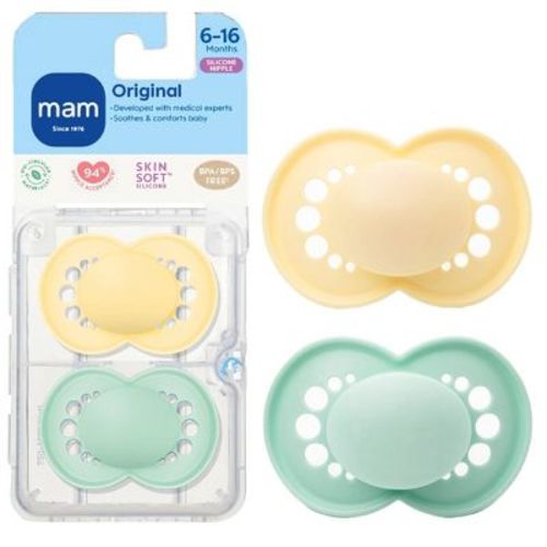 MAM Matte Original 6 Months+ - Unisex 2pk: Silicone BPA-Free, Phthalate-Free Baby Gear, Pacifier Accessories