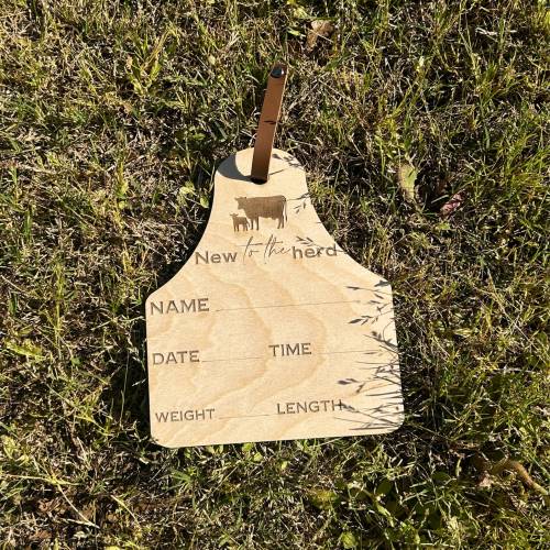 Cow Baby Name Sign: Birch Birth Announcement Tag, New Mom Gift