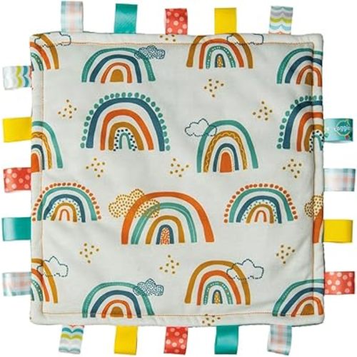 Taggies Lovey for Baby Security Blankets Original Comfy Blanket with Sensory Tags, 12 x 12-Inches, Rainbow