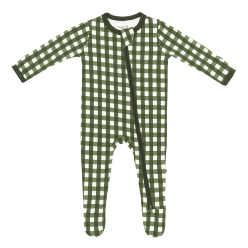 Zippered Footie in Gingham Fir