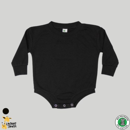 Laughing Giraffe Baby Bubble Rompers – Black – Polyester Cotton Blend - Screen Printing - Sublimation - Embroidery