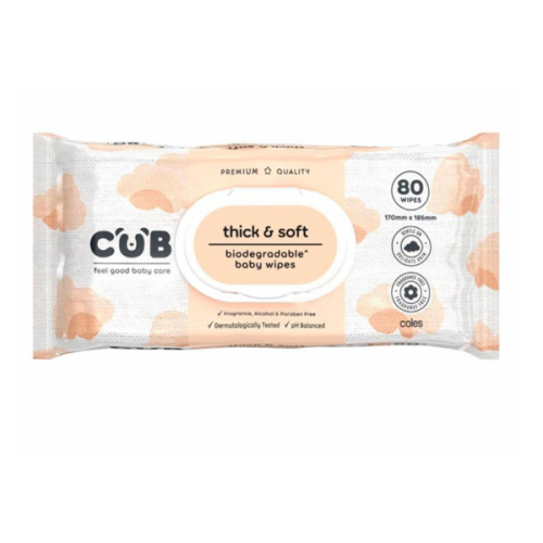 CUB Gentle Care Premium Thick & Soft Fragrance Free Baby Wipes | 80 Pack