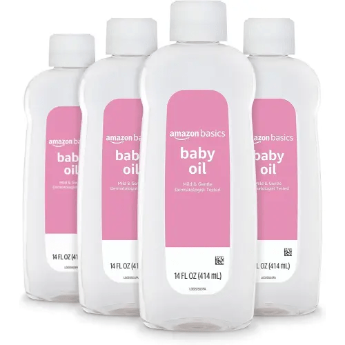 Amazon Basics Baby Oil, Mild & Gentle, Dermatologist Tested, 14 Fl Oz (Pack of 4) (Previously Solimo)