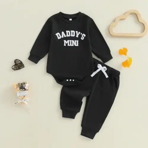Baby Boy Fall Outfit Letter Embroidery Long Sleeve Romper Elastic - TikTok Shop