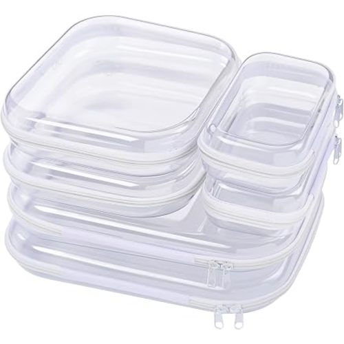 Clear Hard Shell Zipper Cases, Diaper Bag Organizer Pouches(2M+2S+2L)