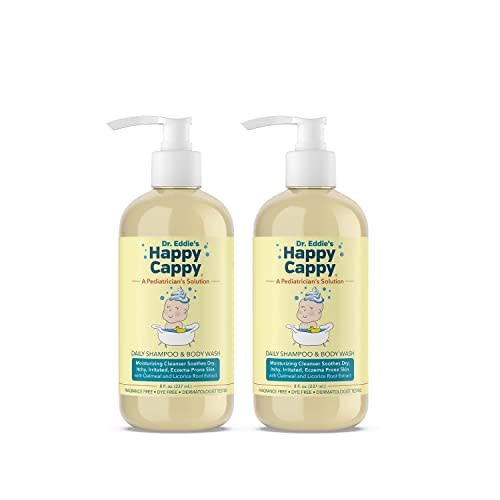 Happy Cappy Baby Shampoo and Body Wash - Eczema Body Wash for Kids & Toddlers, Helps with Dryness, Reduces Itching and Redness, Dermatologist Tested, Fragrance Free - 8 Fl Oz (Pack of 2)