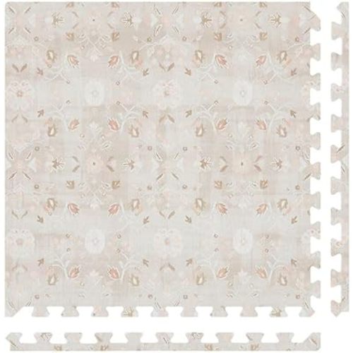 Baby Play Mat – 4x6 Linen Gemma – Set of 6 Tiles – Cushioned EVA Foam Play Mat for Floor, Soft Interlocking Baby Crawling Mats for Hard Floors