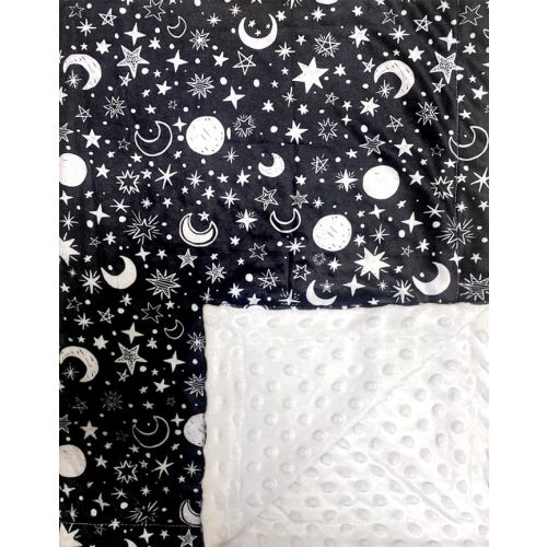 Baby Blanket for Girls Boys Black Moon Star Minky Super Soft Double Layer Receiving Blanket with Dotted Backing for Newborns Nursery Stroller Receiving Toddlers Crib Bedding Blankets 30x40 Inch