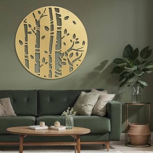 SIGNLEADER Metal Wall Art Decor Birch Tree Minimalist Modern Abstract Wall Sculpture Hangings Home Decoration for Living Room, Bedroom, Bathroom, Kitchen, Outdoor - 18" Gold