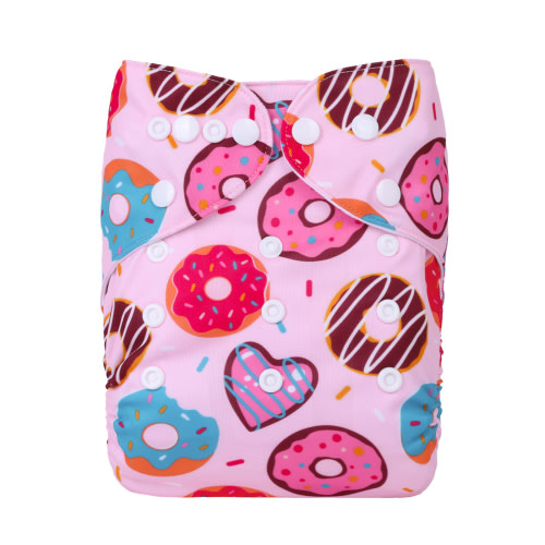 ALVABABY Print Cloth Diaper - One Size Adjustable Washable & Reusable Diaper for Babies and Toddlers (Donut, H414A)