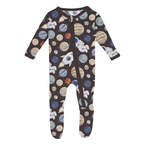 Print Footie with 2 Way Zipper in Midnight Space Dream