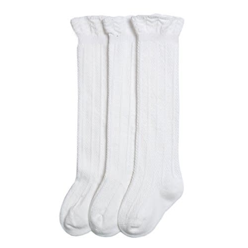 EPEIUS Baby Knee High Socks - Baby Girls Seamless Tube Ruffled Stockings Cotton Long Socks Over the Knee Sox 0-6 Years
