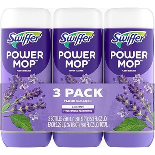 Swiffer PowerMop Floor Cleaning Solution with Lavender Scent, Triple Pack