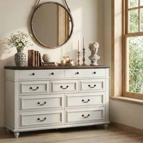 Alcott Hill® Eilam Solid and Manufactured Wood 9-Drawer Dresser & Reviews | Wayfair