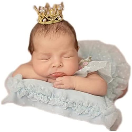 Newborn Baby Photo Shoot Props Outfits Faux Pearl Mini Crown Rhinestone Tiara Infant Photography Props Rhinestone Party Crown