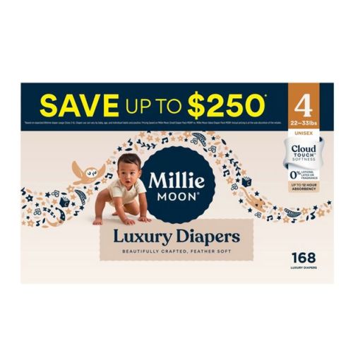 Millie Moon Luxury Diapers - Size 4 - 168ct