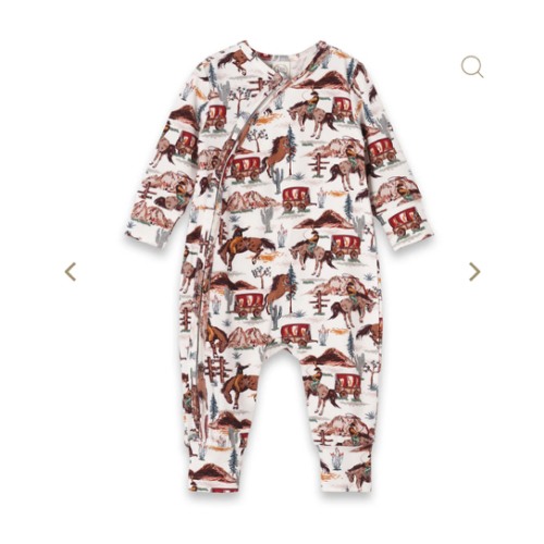 Cowboy Western Spirit Baby Boy Bamboo Zipper Romper