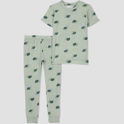 Carter's Just One You® Toddler Boys' 2pc Short Sleeve Comfy Soft Snug Fit Turtles Pajama Set - Sage Green 2T