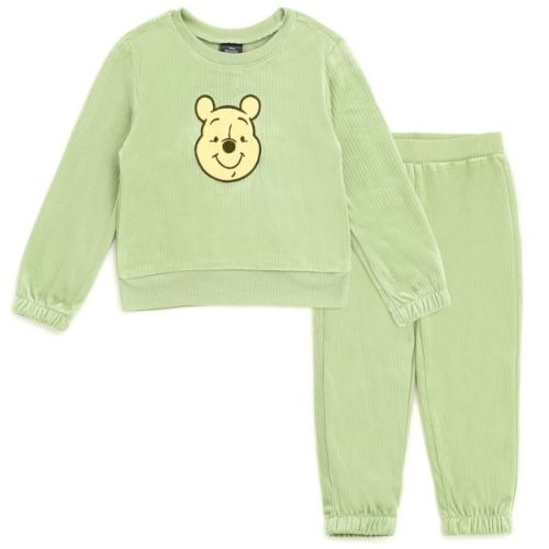 Disney Winnie the Pooh Infant Baby Boys Velour Sweatshirt and Jogger Pants Outfit Set Light Green Winnie The Pooh 24 Months