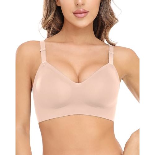 Momcozy Wireless Bras for Women Seamless Full Coverage Bra, Classic Everyday T-Shirt Bra for Natural Lift and Comfort EB097