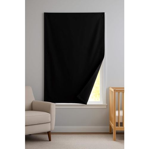 DREAM ART Anywhere Portable Blackout Curtain/Adjustable Blackout Shades/Temporary Blackout Blinds with Suction Cups for Nursery,Children Kids Bedroom or Travel Use,Black,1 pc W51xL71Inch(130X180cm)