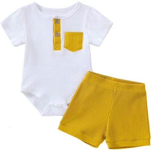 Baby Boy Outfits 2 Piece Short Sleeve Romper Top And Shorts Set Baby Boy Summer Clothes 0-18M