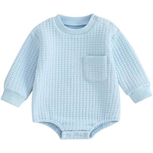 VISGOGO Baby Boys Girls Sweatshirts Rompers Solid Color Long Sleeve Infant Jumpsuits Fall Toddler Clothes Bodysuits