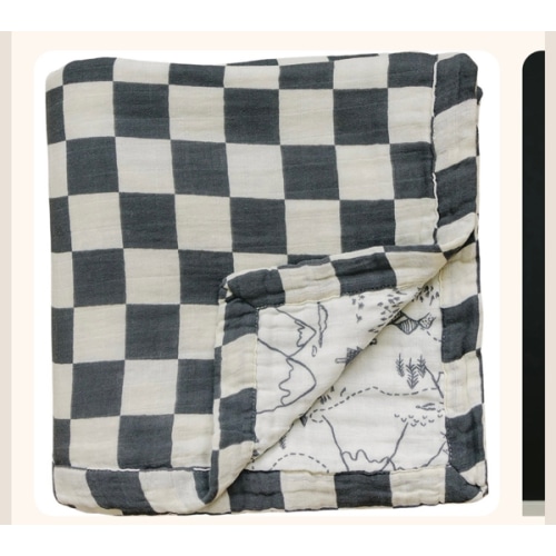 Charcoal Checkered + Summit Muslin Quilt