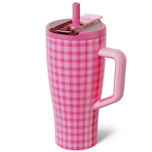 Brumate Pink Gingham Era Flip Straw Insulated Tumbler, 30 oz.