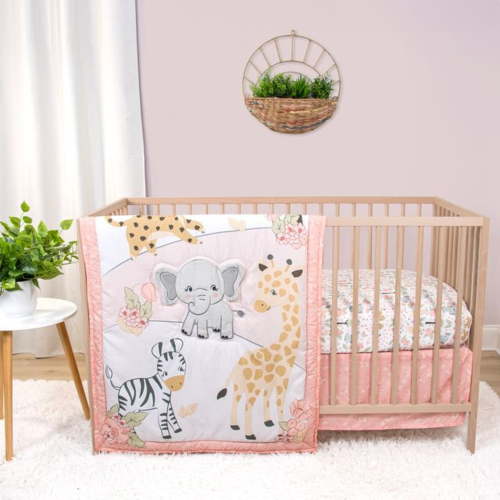 Free Shipping! The Peanutshell Pink and Grey Wildest Dreams Baby Bedding Set, 3 Piece Nursery for Girls