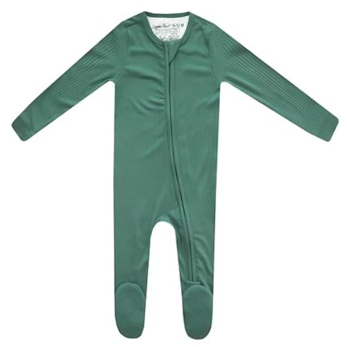 Copper Pearl Zip-Up Footie Baby Pajamas – Soft Newborn Onesies for Boys & Girls, Tag-Free with Two-Way Zipper Baby Sleepers for Newborn - 24 Months, Balsam