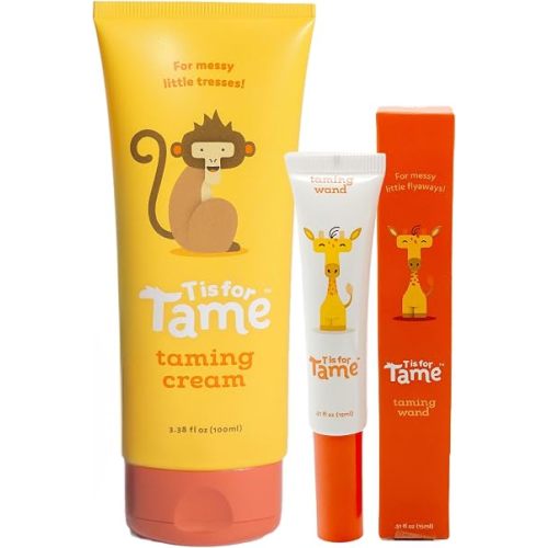 T is for Tame Kids' Hair Taming Cream & On-the-Go Flyaway Wand Bundle
